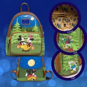 Loungefly Mickey Mouse & Friends Camping Scene Mini Backpack - Exclusive HTF